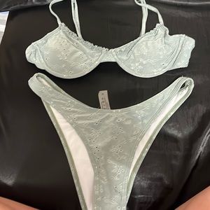 green with white flowers patterns,metal back clip